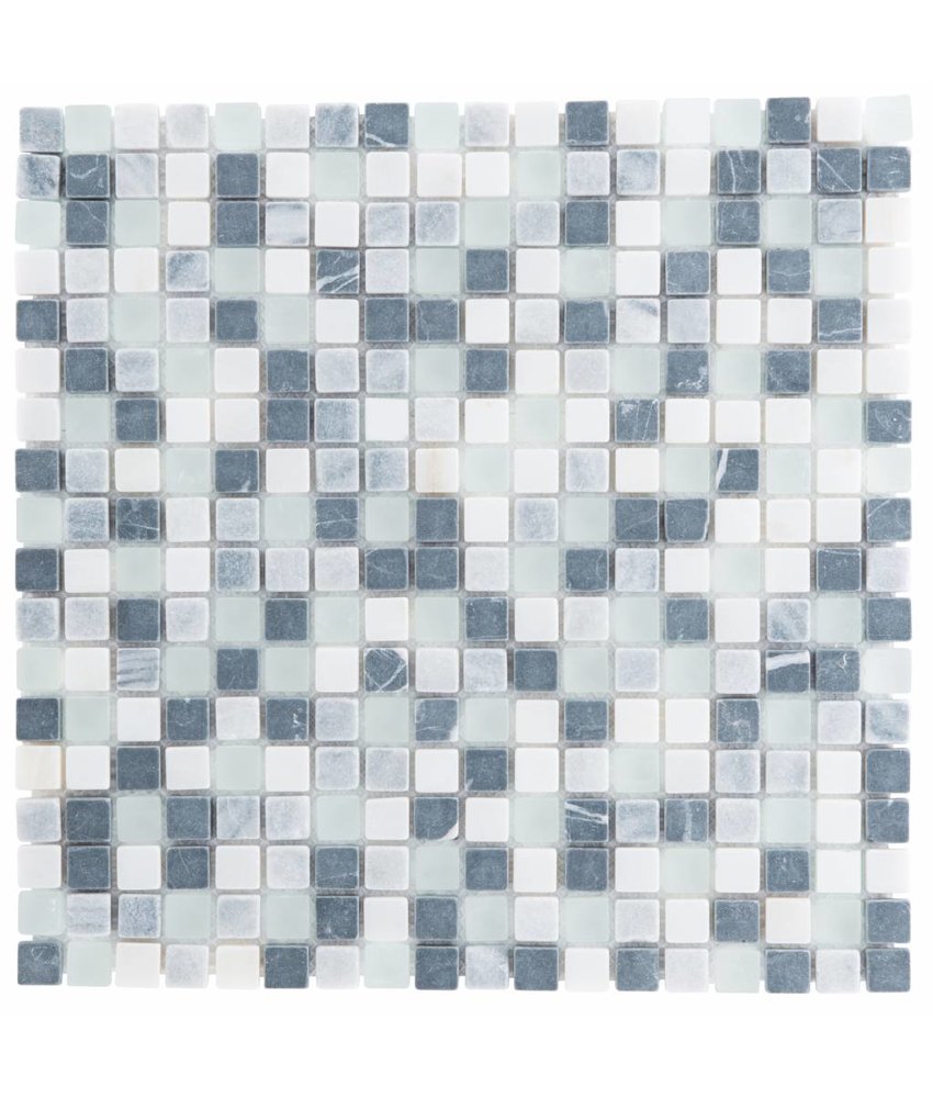 Mosaik Glas & Marmor Schwarz Weiß Grau - 30 cm x 30 cm