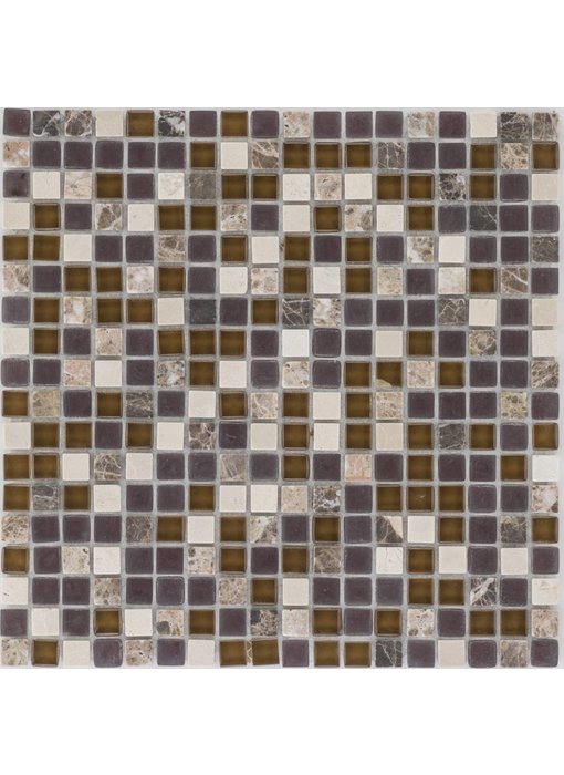 Mosaik Glas & Marmor Java Beige Braun - 30,5 cm x 30,5 cm