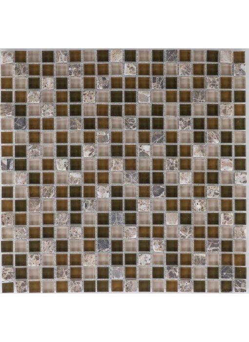 Mosaik Glas & Marmor Java Hellbraun Dunkelbraun - 30,5 cm x 30,5 cm