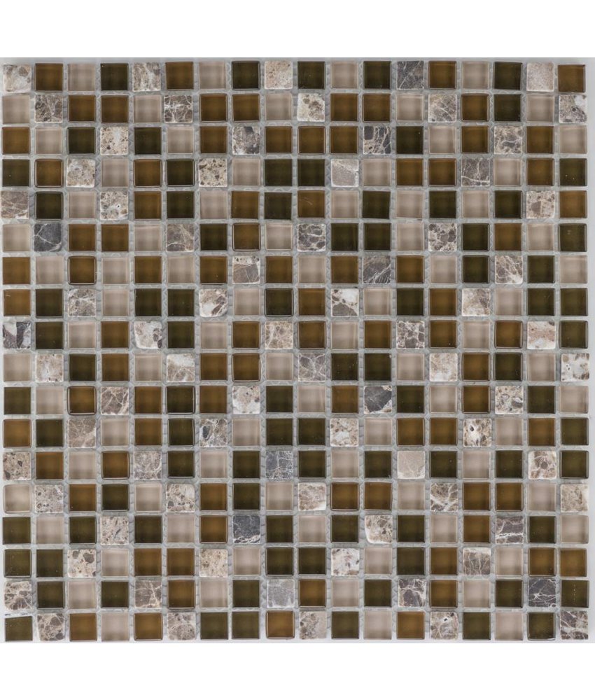 Mosaik Glas & Marmor Java Hellbraun Dunkelbraun - 30,5 cm x 30,5 cm