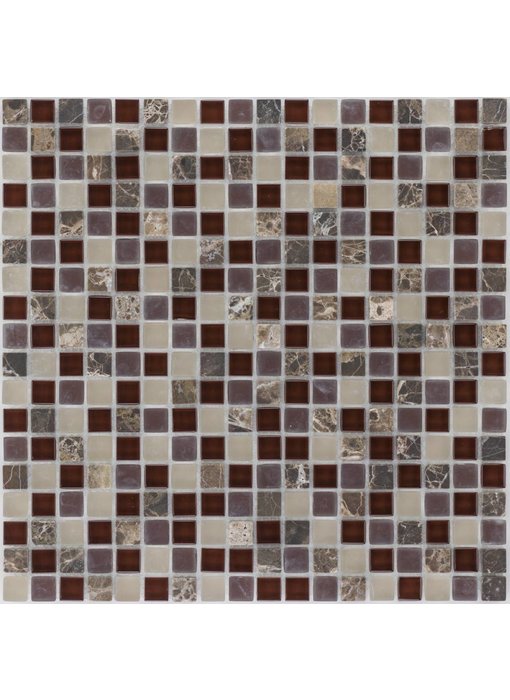 Mosaik Glas & Marmor Java Bordeaux Beige - 30,5 cm x 30,5 cm