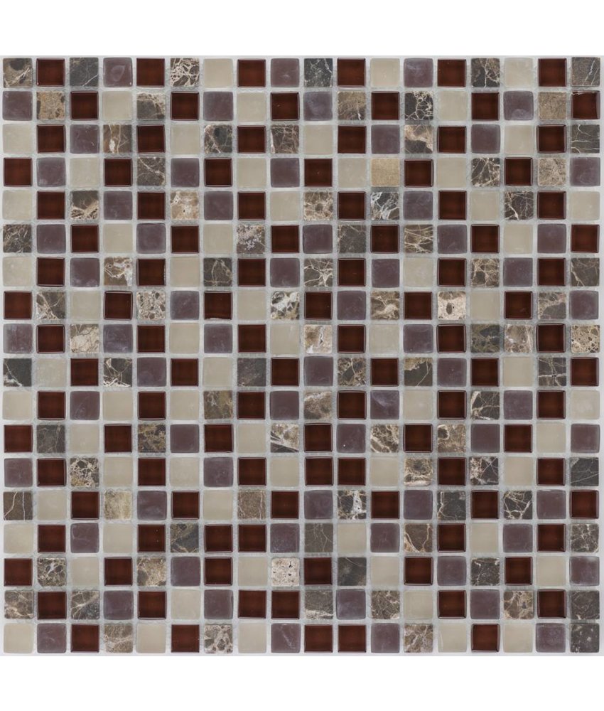 Mosaik Glas & Marmor Java Bordeaux Beige - 30,5 cm x 30,5 cm