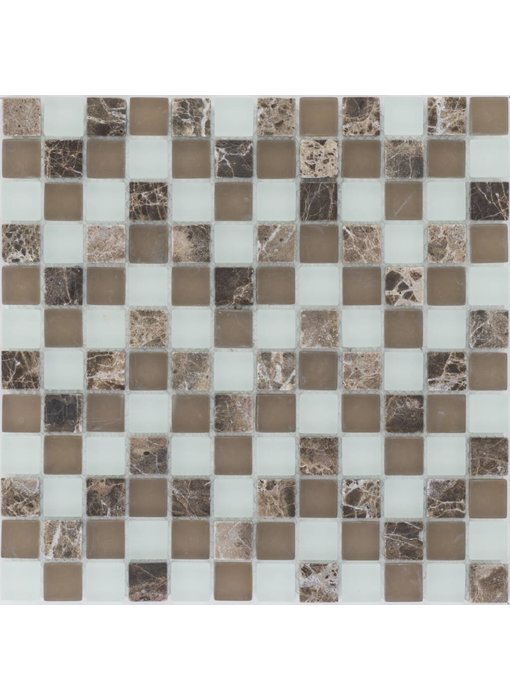 Mosaik Glas & Marmor Java Braun Weiß - 30 cm x 30 cm