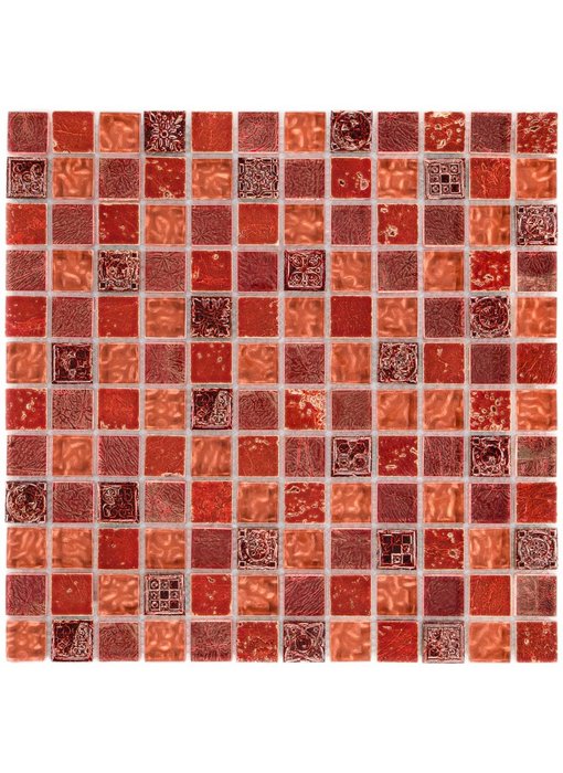 Mosaik Glas & Naturstein Maya Red- 30 cm x 30 cm