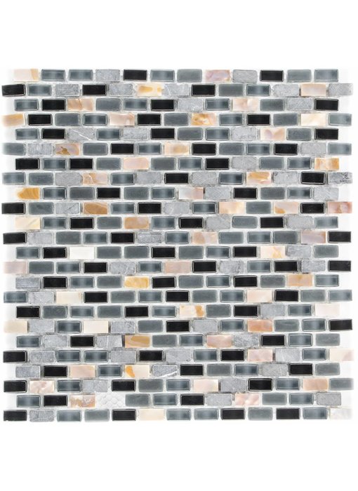 Mosaik Glas & Marmor 5th Avenue Black Mix Seashell - 30 cm x 30 cm