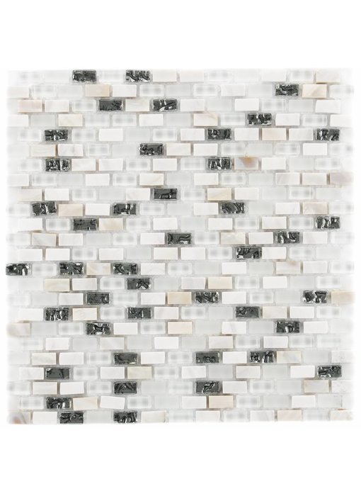 Mosaik Glas & Marmor 5th Avenue White Mix Seashell - 30 cm x 30 cm