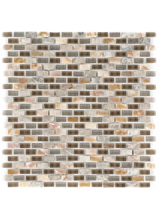 Mosaik Glas & Marmor 5th Avenue Dark Brown Mix Seashell - 30 cm x 30 cm