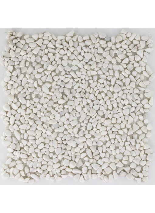 Naturstein Flusskieselmosaik Weiß - 30,5 cm x 30,5 cm