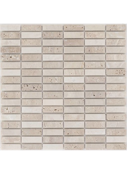 Mosaikfliese Naturstein Atlas Travertin Beige Noce  - 30,5 cm x 30,5 cm