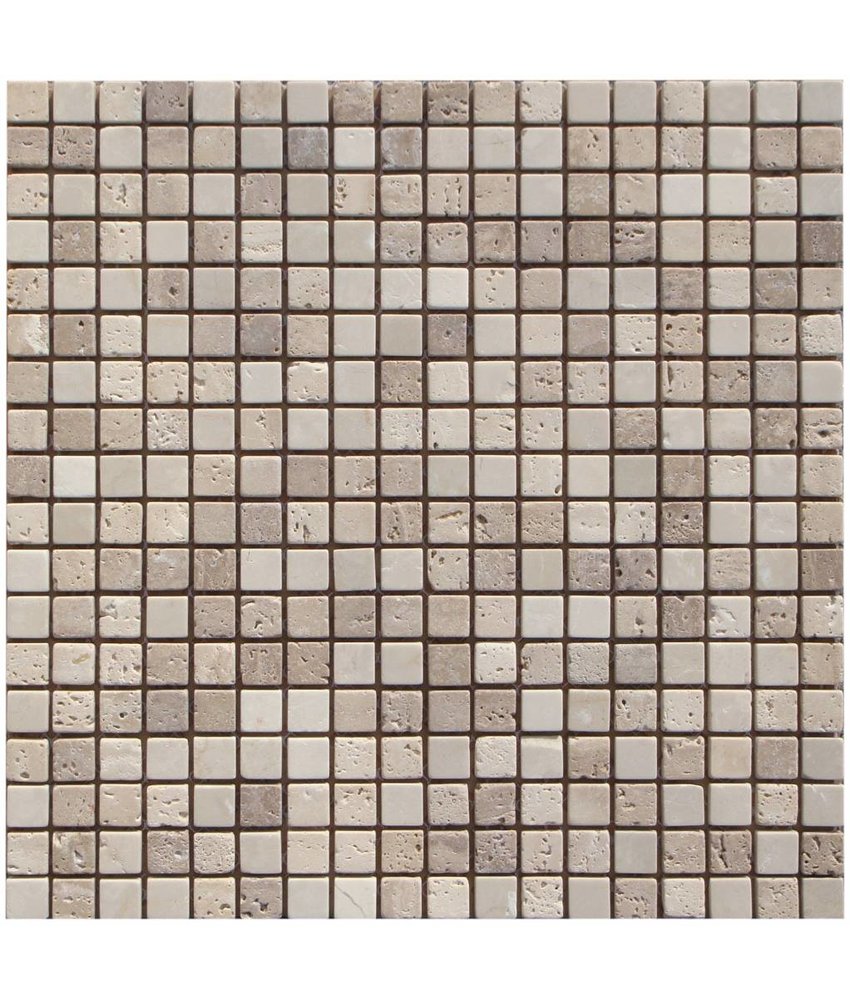 Mosaikfliese Naturstein Travertino Beige - 30,5 cm x 30,5 cm