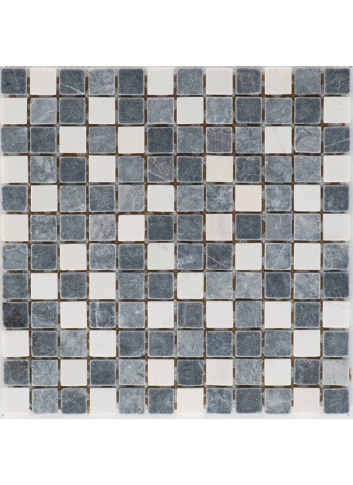 Mosaikfliese Naturstein Grau Weiß - 30 cm x 30 cm
