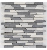 Mosaikfliese Marmor Schwarz Grau Weiß -  30,5 cm x 30,5 cm