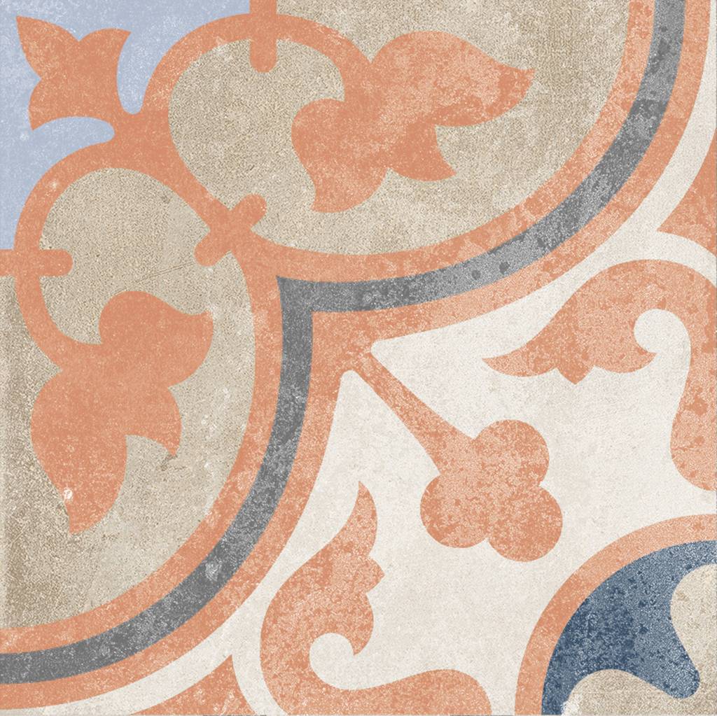 Bodenfliese Vintage Heidelberg Dekor 4 - 18,6 cm x 18,6 cm - Mosaic Outlet