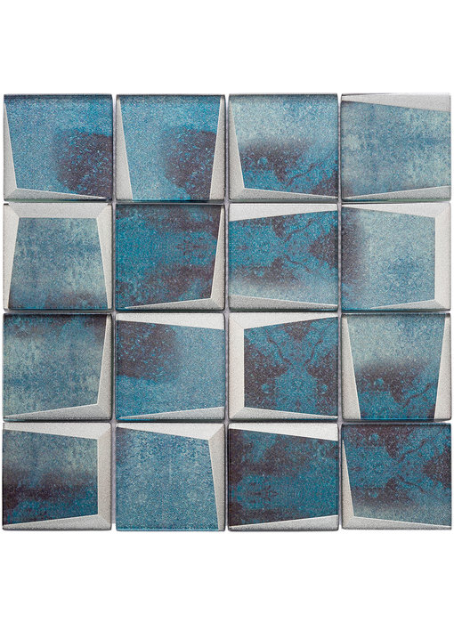 BÄRWOLF Mosaic GL-18053 Retro Oxid Blue - 29,8 cm x 29,8 cm x 0,8