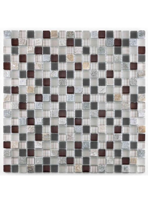 BÄRWOLF Mosaic San Remo Brown-Red-Lightrustic - 29,8 cm x 29,8 cm x 0,8