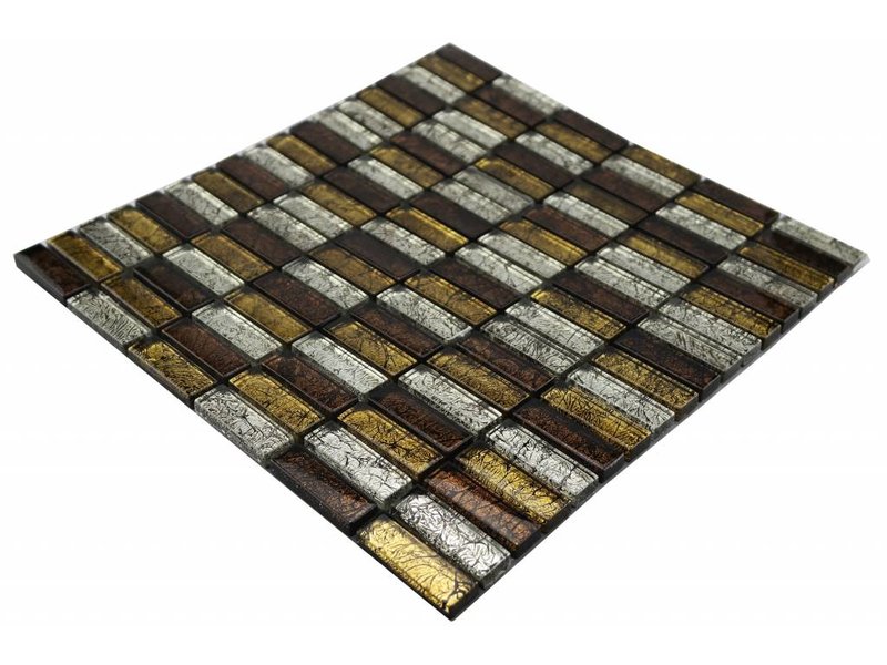 Fliesen Gold Braun Glasmosaik Fliesen braun silber gold GM1533 Mosaic Outlet