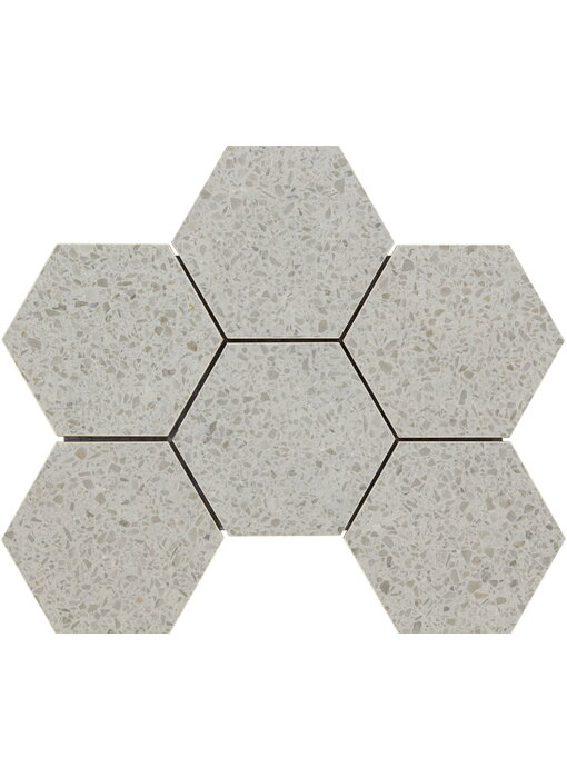 BÄRWOLF Townhouse Keramik Mosaikfliesen KEG-22507 coin grey Hexagon chip 99 x 113 mm