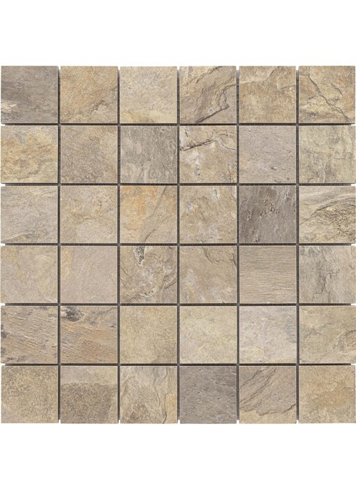 BÄRWOLF Keramik Mosaikfliesen KEG-20030 Rustic Stone white sand 48 x 48 mm