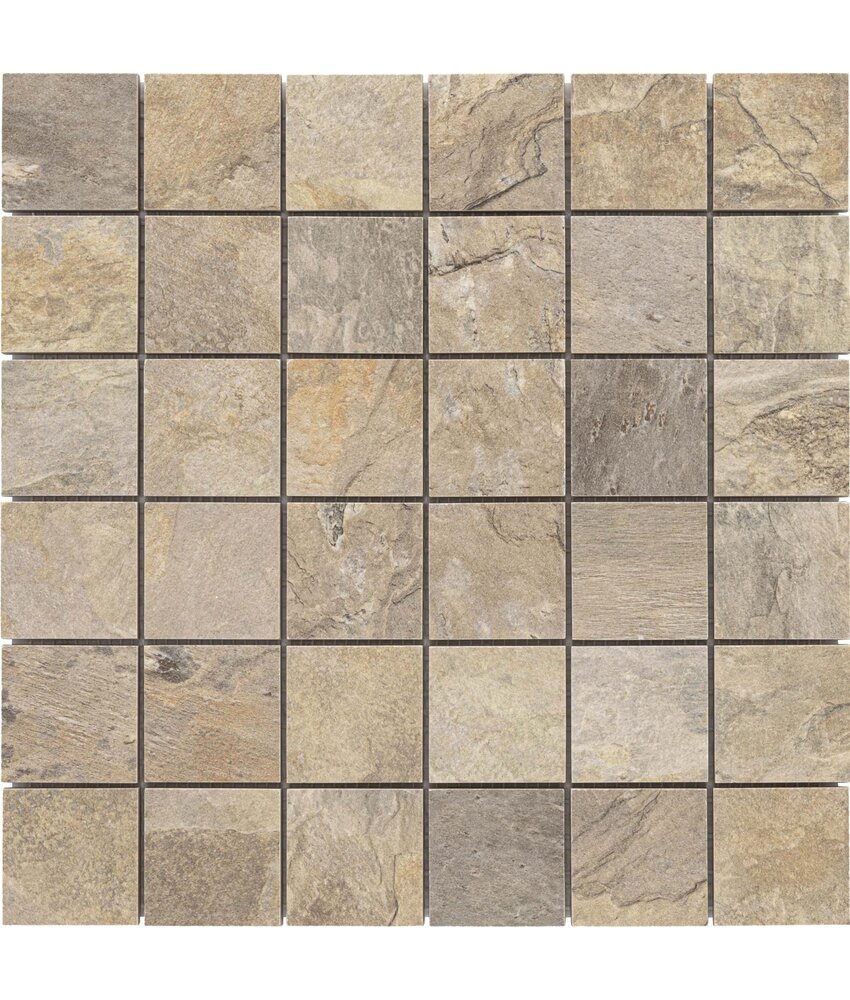 BÄRWOLF Keramik Mosaikfliesen KEG-20030 Rustic Stone white sand 48 x 48 mm