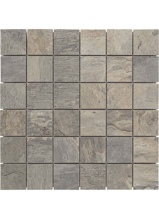 BÄRWOLF Keramik Mosaikfliesen KEG-20031 Rustic Stone silver lining 48 x 48 mm