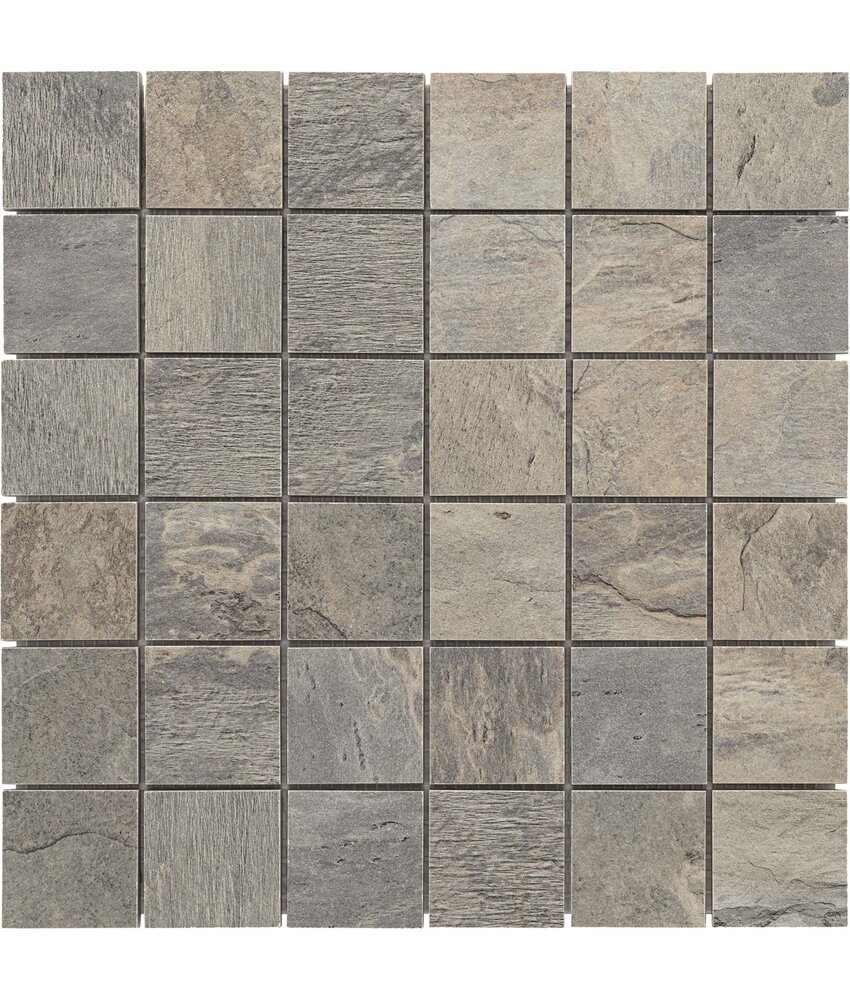 BÄRWOLF Keramik Mosaikfliesen KEG-20031 Rustic Stone silver lining 48 x 48 mm