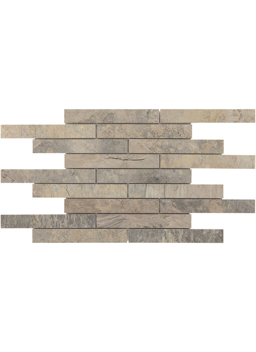 BÄRWOLF Keramik Mosaikfliesen KEG-20101 Rustic Stone silver living Mauerverband 21,15 x 3,077  cm