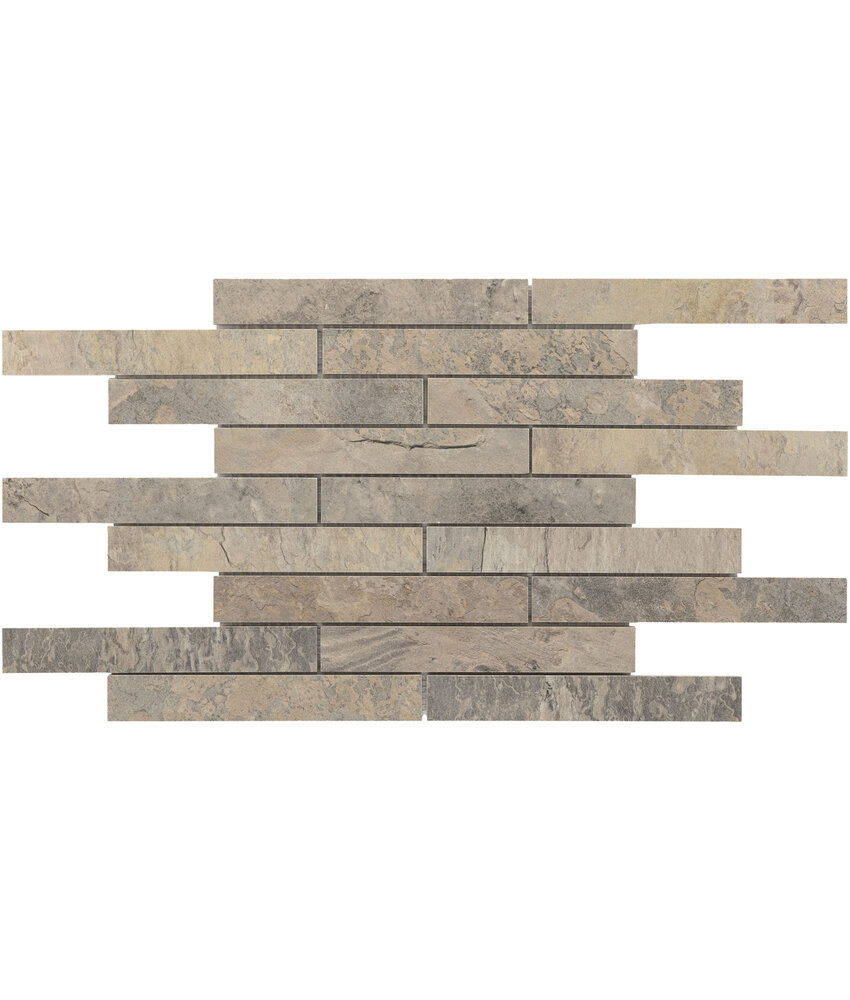 BÄRWOLF Keramik Mosaikfliesen KEG-20101 Rustic Stone silver living Mauerverband 21,15 x 3,077  cm