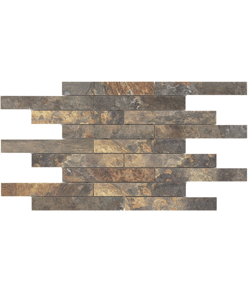 BÄRWOLF Keramik Mosaikfliesen KEG-20102 Rustic Stone northern lava Mauerverband 21,15 x 3,077  cm