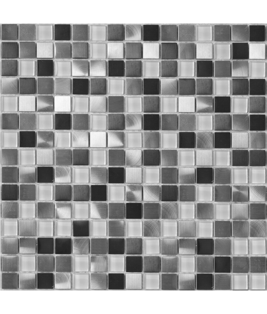 BÄRWOLF Mosaikfliesen GL-2600 Pixel white Metal mix   Beachhouse light white 18,5 x 18,5 mm