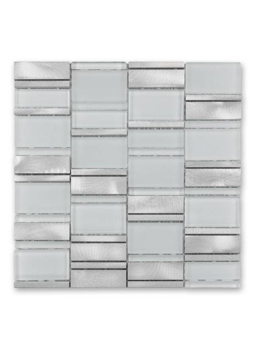 Materialmix-Mosaikfliese New York GL-14013 metal white mix