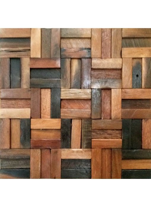 HOLZ MOSAIKFLIESEN - Bombay - Antik Holz - braun mix