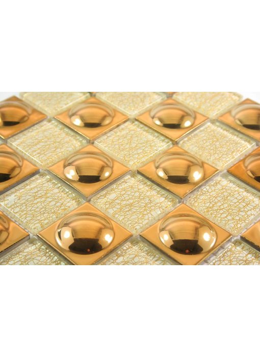 MOSAIKFLIESEN - Florence - Glas / Keramik - beige / gold