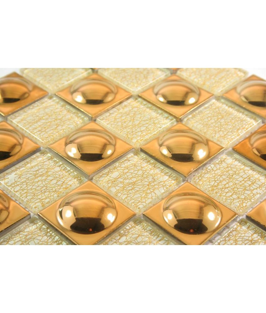 MOSAIKFLIESEN - Florence - Glas / Keramik - beige / gold