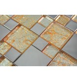 MOSAIKFLIESEN - Modena - Glas / Edelstahl - beige / gold / silber