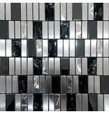 MOSAIKFLIESEN - Monte Carlo - Glas / Edelstahl - schwarz / silber