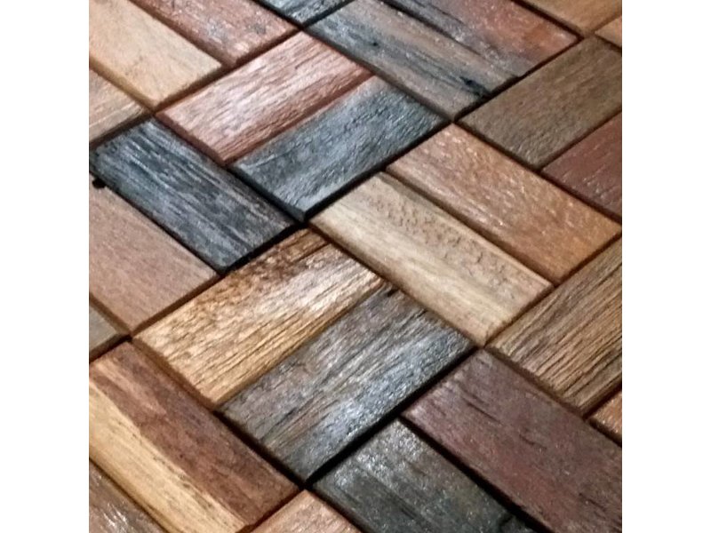 HOLZ MOSAIKFLIESEN - Napoli - Antik Holz - braun mix