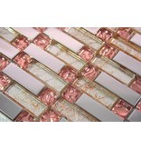 MOSAIKFLIESEN - New York - Glas / Edelstahl - beige / rose´ / silber