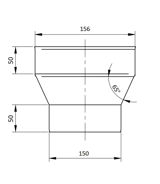 Fumio Verloopstuk Ø156/Ø150 voor afwaterende montage