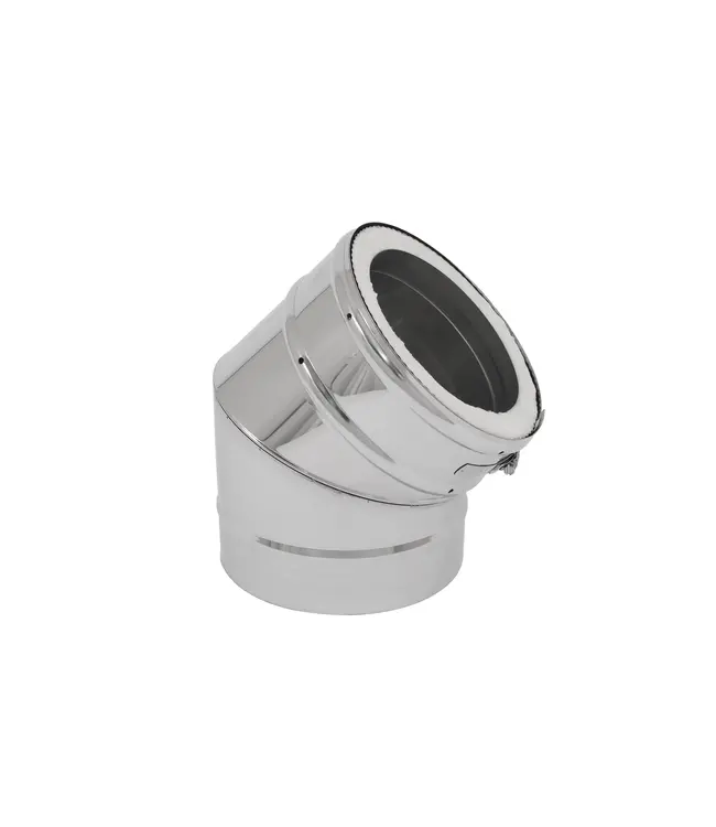 Fumio Bocht 45° dubbelwandig Ø200/Ø150mm 0,5mm RVS