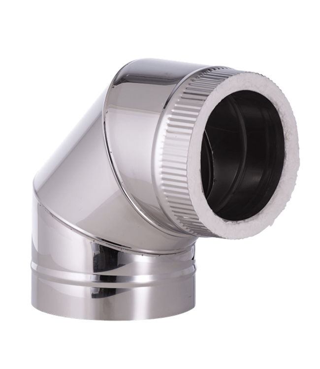 Fumio Bocht 90° dubbelwandig Ø200/Ø150mm 0,5mm RVS