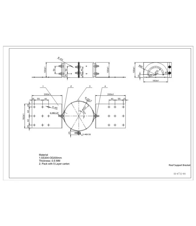 Fumio Dakbeugel Ø200mm 0,5mm RVS