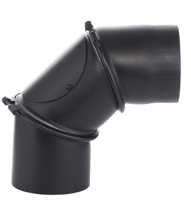 Fumio Bocht 90° Ø160 2mm zwart verstelbaar