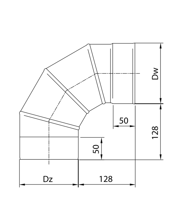 Fumio Gegalvaniseerde Bocht 90°  Ø120mm 0,5mm