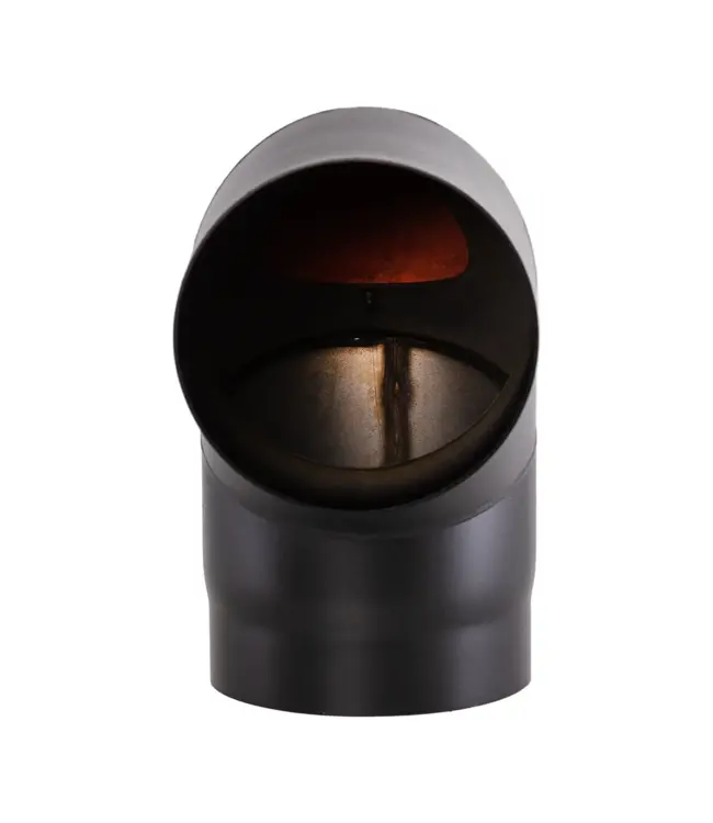 Fumio Bocht 90° Ø130 2mm zwart met inspectie opening