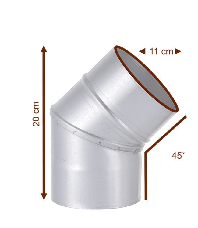Fumio Gegalvaniseerde Bocht 45° Ø110mm 0,5mm