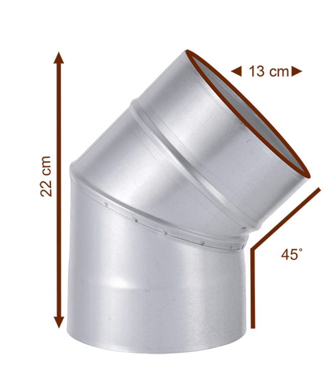 Fumio Gegalvaniseerde Bocht 45°  Ø130mm 0,5mm