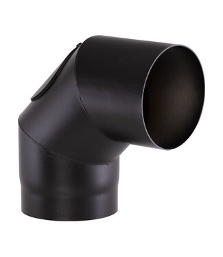 Fumio Bocht 90° Ø120 2mm zwart met inspectie opening