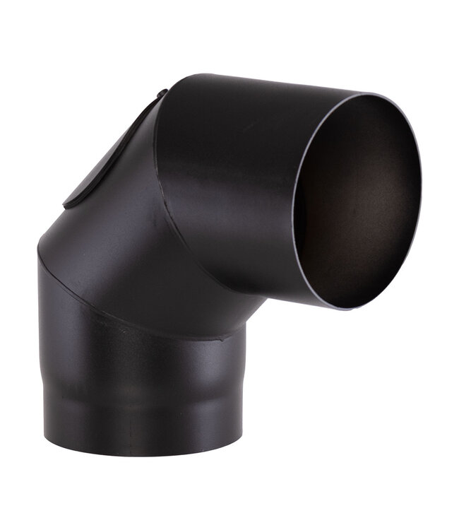 Fumio Bocht 90° Ø120 2mm zwart met inspectie opening