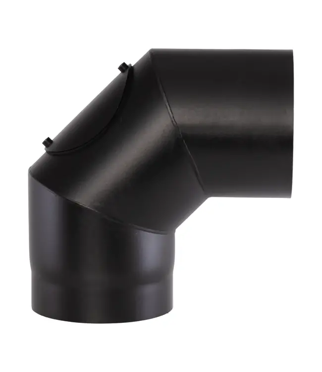 Fumio Bocht 90° Ø120 2mm zwart met inspectie opening