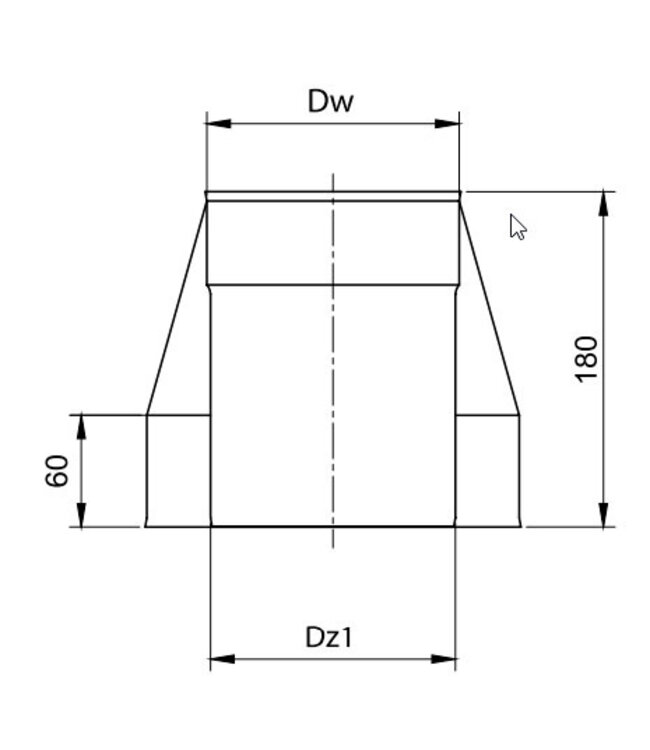 Fumio Aansluitstuk RVS dubbelwandig 200-150mm naar 150mm